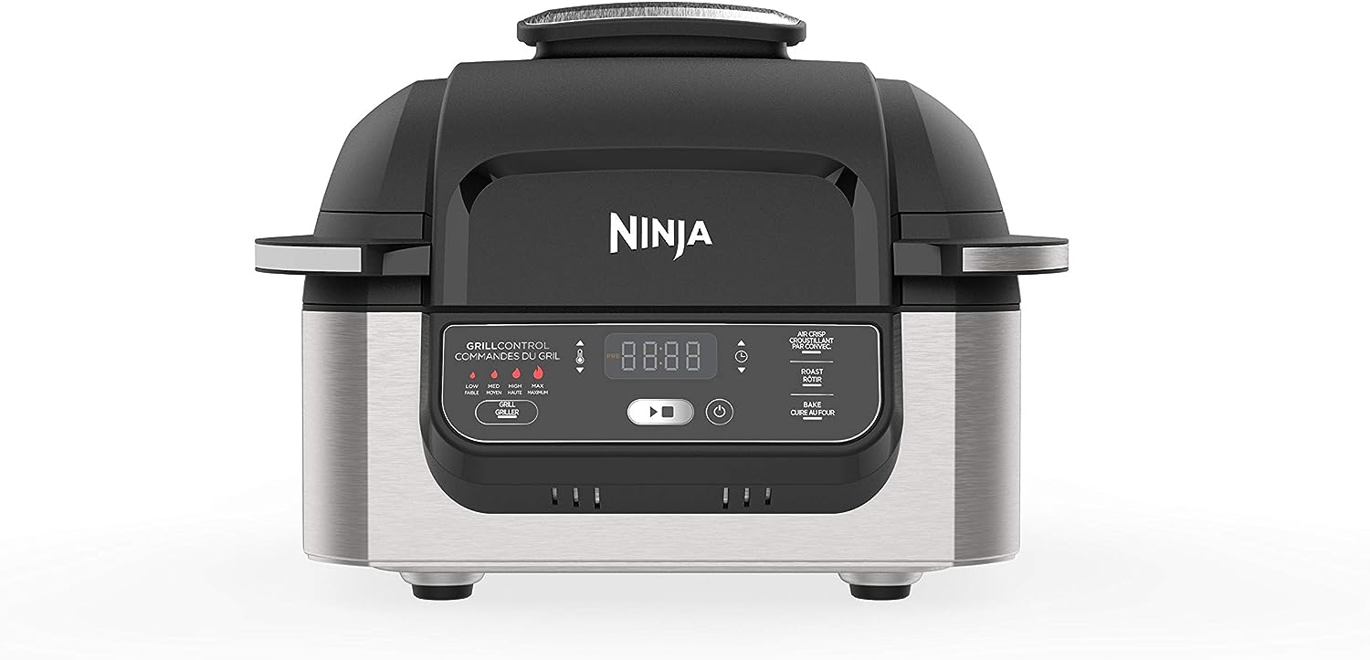 Ninja AG300C Foodi 4-in-1 Indoor Grill With 4-Quart (3.8L) Air Fryer, Roast, Bake, and Cyclonic Grilling Technology, (Canadian Version)