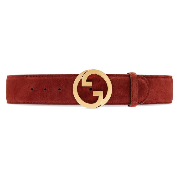Blondie Wide Belt in Deep Red Suede