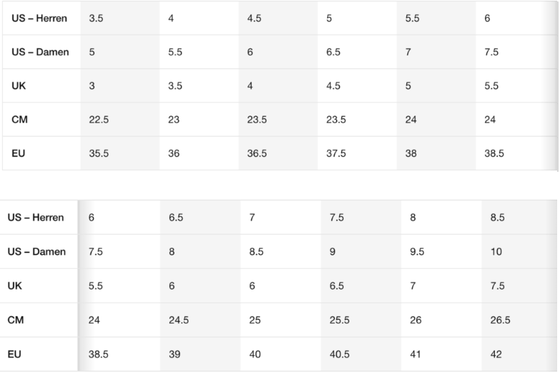 Air Max 270 Men Sizing Chart