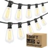 Brightever 100FT LED Outdoor String Lights with 52 Vintage Bulbs