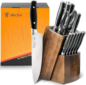 ODERFUN 15PCS High Carbon Kitchen Knife Set