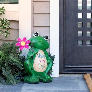 Alpine Corporation 18" Frog with LED Lights Statue