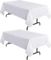 sancua 2 Pack White 60×102 Inch Rectangle Tablecloths