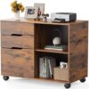 Sweetcrispy 3-Drawer Mobile Filing Cabinet with Shelves