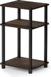 Furinno 3-Tier Turn-N-Tube End Table, Walnut/Black