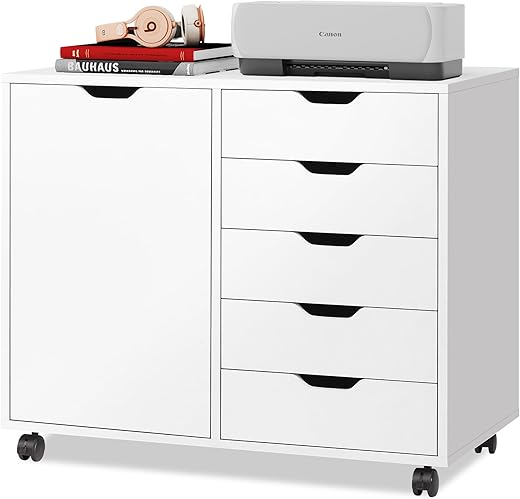 DEVAISE 5-Drawer Wood Dresser Chest with Door