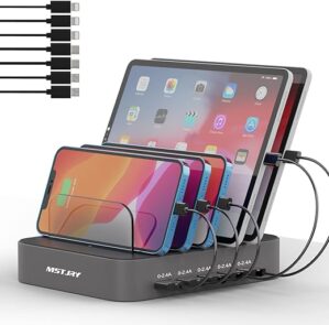 MSTJRY 5-Port USB Charging Station with Cables