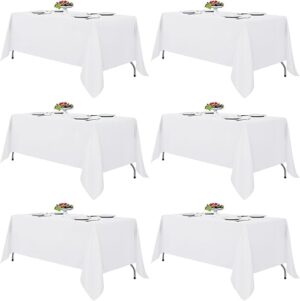 Fitable 6 Pack Reusable White Tablecloths, 70×120 Inches