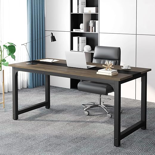 Tribesigns 70.8" Large Office Computer Desk, Vintage Grey/Black