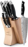 NANFANG BROTHERS 9-Piece Damascus Kitchen Knife Set with Block