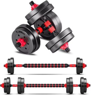 BCBIG Adjustable Dumbbells Set, Convertible to Barbell