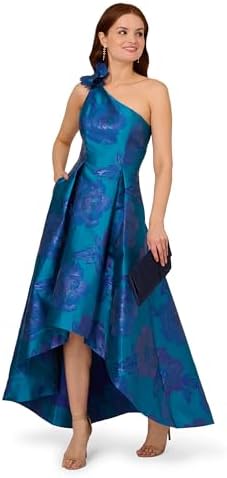 Adrianna Papell Floral Jacquard High Low Dress - Image 4