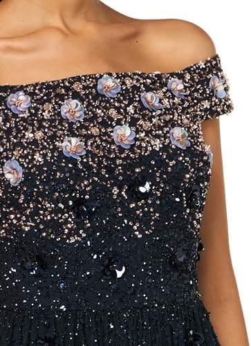 Adrianna Papell Off Shoulder Beaded Dress - Image 3