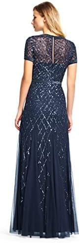 Adrianna Papell Short-sleeve Grid Beaded Gown - Image 2