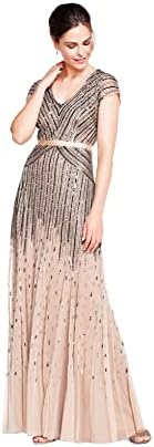 Adrianna Papell Beaded V-Neck Cap Sleeves Dress - Image 4