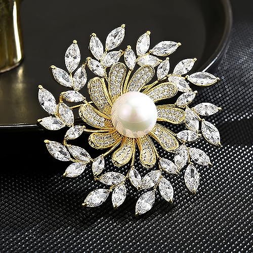 AILONMEI Shiny Snowflake Floral Brooch Pin - Image 3