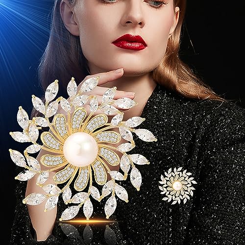 AILONMEI Shiny Snowflake Floral Brooch Pin - Image 4