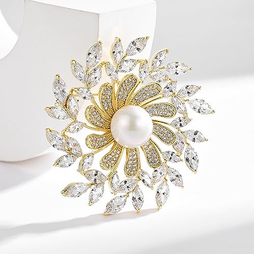 AILONMEI Shiny Snowflake Floral Brooch Pin - Image 2