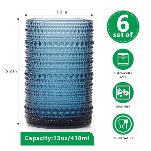 AWWAOOAWW Vintage Hobnail Drinking Glasses Set (6) - Image 3