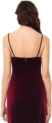 Betsy & Adam Long Slim Velvet Cami Ruched Dress - Image 4