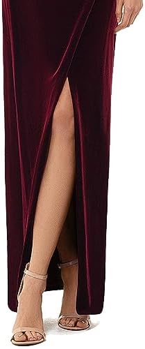 Betsy & Adam Long Slim Velvet Cami Ruched Dress - Image 5