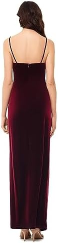 Betsy & Adam Long Slim Velvet Cami Ruched Dress - Image 2