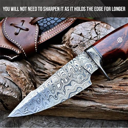 BIGCAT ROAR Handmade Damascus Hunting Knife with Sheath - Image 3