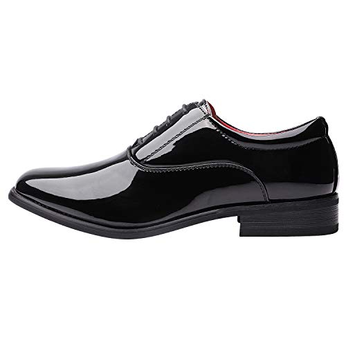 Bruno Marc Faux Patent Leather Tuxedo Derby Dress Shoes - Image 2