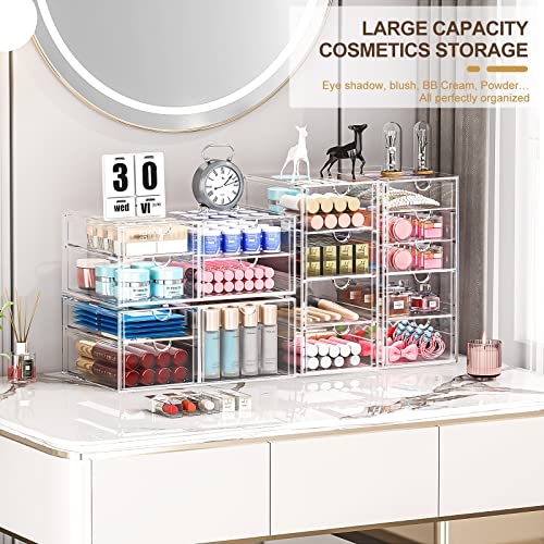 Caktraie Clear Makeup and Desk Organizer with 16 Drawers - Image 3
