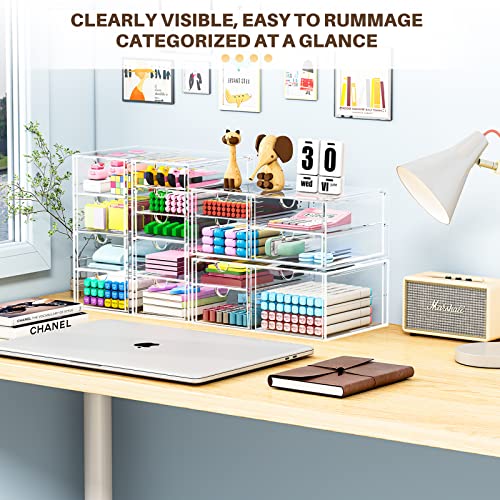 Caktraie Clear Makeup and Desk Organizer with 16 Drawers - Image 4