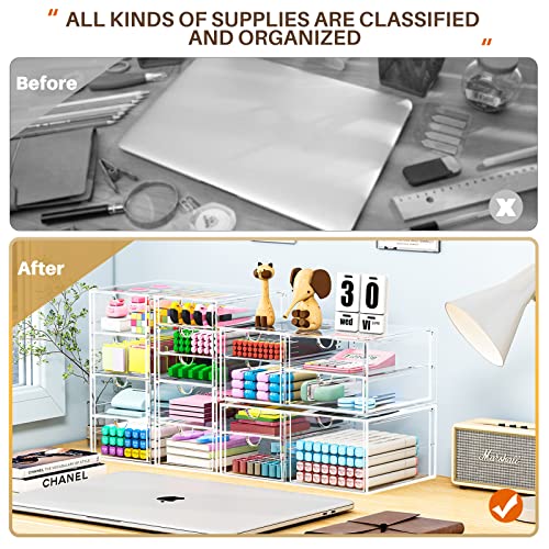 Caktraie Clear Makeup and Desk Organizer with 16 Drawers - Image 5