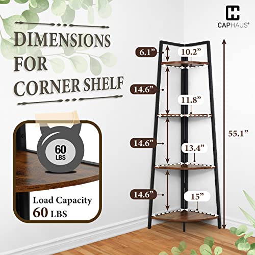 CAPHAUS Tall 4-Tier Ladder Corner Bookshelf - Image 3