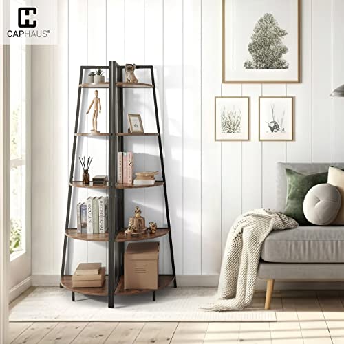 CAPHAUS Tall 4-Tier Ladder Corner Bookshelf - Image 2