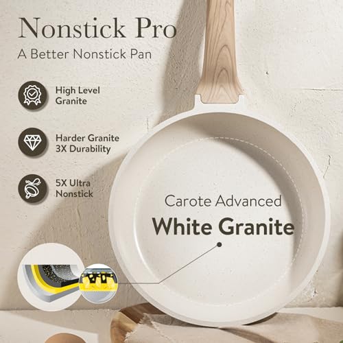 CAROTE 21-Piece Nonstick White Granite Cookware Set - Image 3