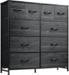 WLIVE Charcoal Black 10-Drawer Fabric Dresser