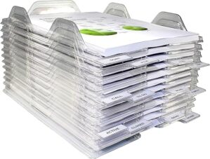 EZSTAX Clear Stackable Letter Size Desk Trays