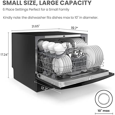 COMFEE' Portable Countertop Dishwasher, 6 Settings, 8 Programs - Image 2
