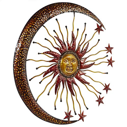 Deco 79 Metal Sun Moon Wall Sculpture, Copper - Image 3
