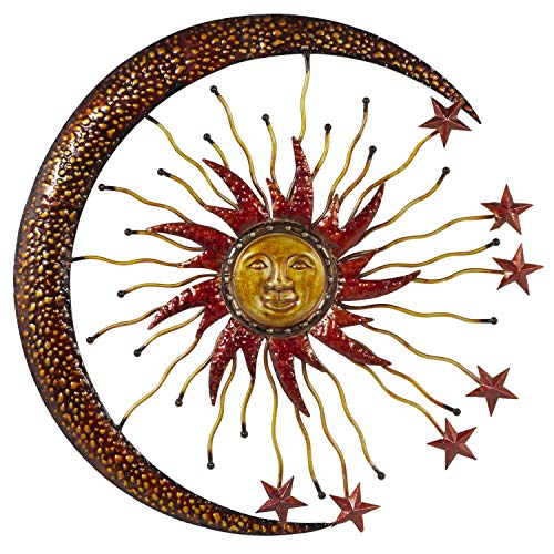 Deco 79 Metal Sun Moon Wall Sculpture, Copper - Image 2