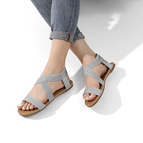 DREAM PAIRS Women's Elastic Ankle Strap Flat Sandals - Image 4