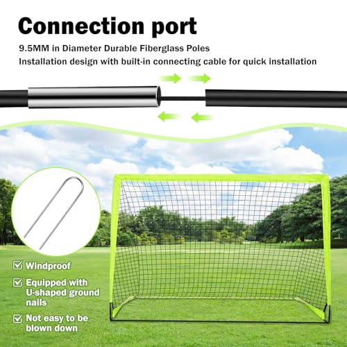 Enmons Set of 2 Portable 6x4 ft Soccer Goals - Image 4