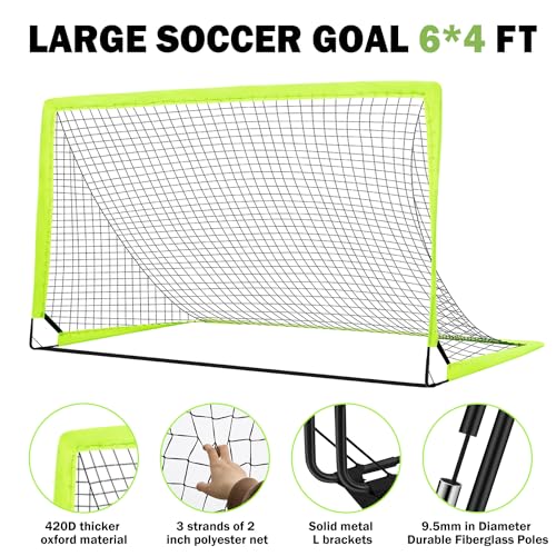 Enmons Set of 2 Portable 6x4 ft Soccer Goals - Image 2