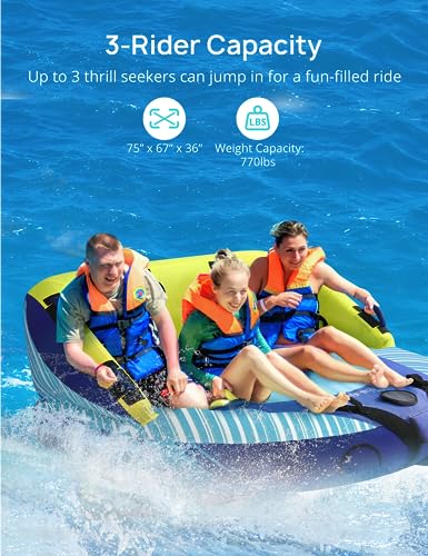Evajoy 3 Person Inflatable Towable Tube for Boating - Image 2