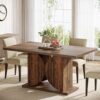 Tribesigns Farmhouse Dark Brown Dining Table, Rectangular