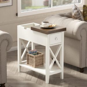 ChooChoo Farmhouse End Table with Drawer – White