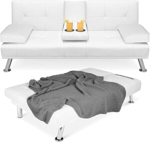 Best Choice Products Faux Leather Convertible Futon Sofa Bed
