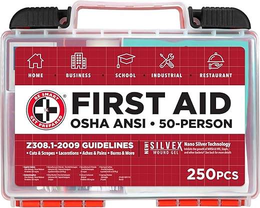 Be Smart Get Prepared First Aid Kit, 250 Piece, OSHA ANSI Compliant