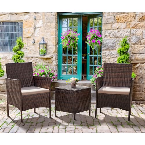 Flamaker 3-Piece All-Weather Rattan Patio Set - Image 4