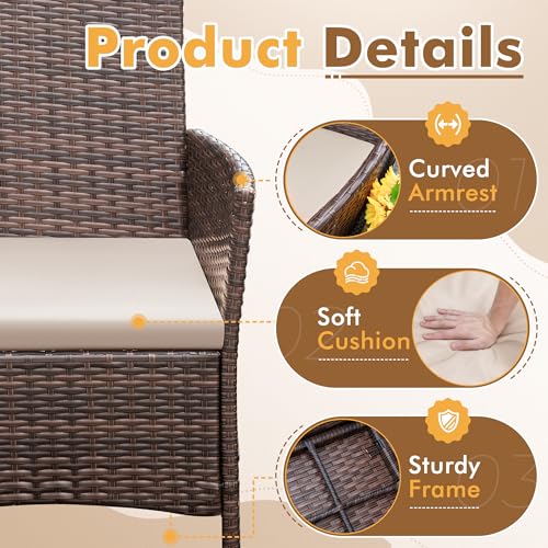 Flamaker 3-Piece All-Weather Rattan Patio Set - Image 2