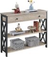 Yaheetech Gray Console Table with Drawer and Shelves